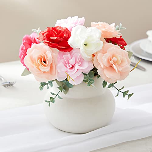 Juvale 60 Pack 3 Inch Artificial Flower Heads For Crafts, Loose Fake Flowers, Bulk For Valentines, Wedding Decorations, Baby Showers, Pink And White #TOP5