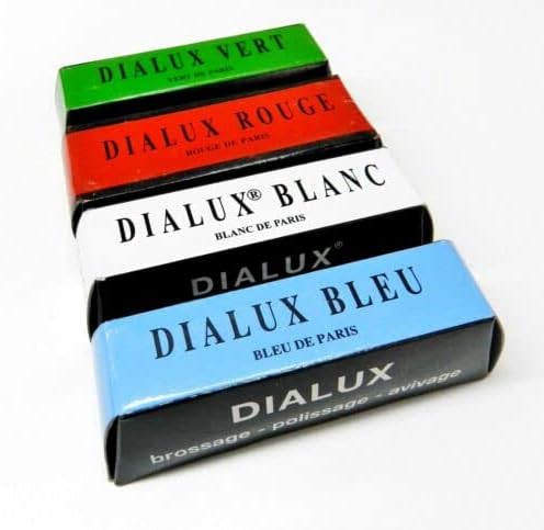 Dialux Jewelry Polishing Compounds 4 Bars Assortment of Rouge Polish Gold and Silver 1 Bar of Each Type Red/Blue/White/Green by JTS