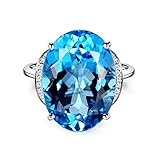 RDSGYZ Anillo de oro 750 de 18 quilates, para mujer, pétalos de pétalos de 16 quilates y diamante de 16 quilates y anillos de boda para mujer, tallas 49-63, 16, Metal precioso, Topacio Diamante