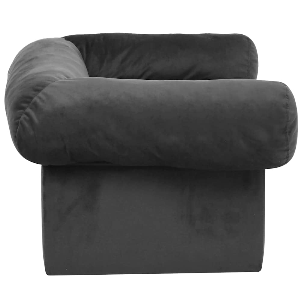 Hundesofa mit Schublade Dunkelgrau 75x50x38 cm - Haustiersofa aus Kiefernholz und Plüsch, Bequemes Katzensofa mit Stauraum für Hundezubehör, Stabiles Tierbett für Wohnzimmer und Schlafzimmer