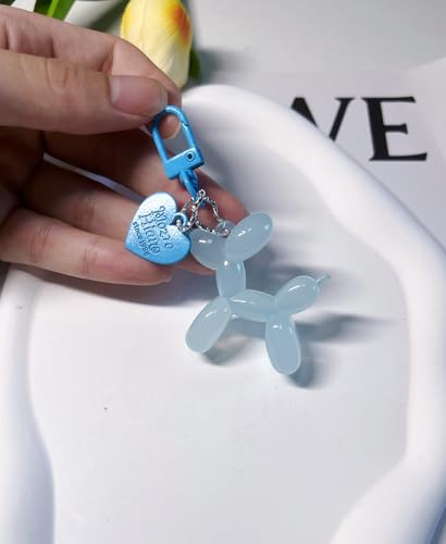LAEKOU Jelly Balloon Dog Design Keychain for Women, Cute Girls Key Chain, Bag Charms Accessories for Car Purse Backpack