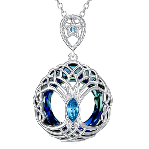 Collier de soirée en cristal bleu et bijoux en zircon brillant