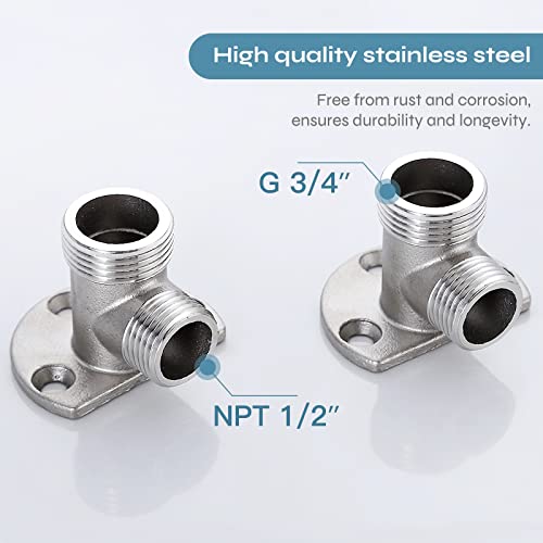 Kit de Recambio para Grifo de Ducha de Acero Inoxidable gotonovo, Roscas Macho NPT 1/2 x Roscas Macho G 3/4, Acabado Níquel Cepillado, para Conectar la mayoría de Grifos Comerciales de Pared miniatura 2