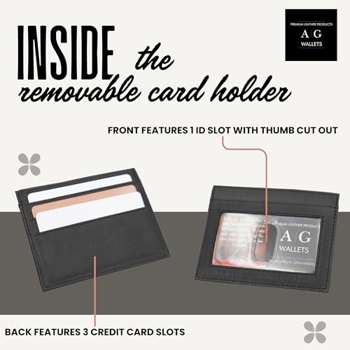 AG Wallets Leather Wallet for Men - Sliding 2-in-1 Bifold Wallet with Removable Card Holder & RFID Protection - Premium Travel Wallet - Versatile & Functional Design - Black3