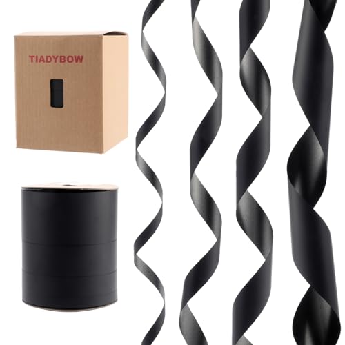 200 Yards Shiny Waterproof Ribbon 4 Widths Curling Ribbon for Gifts Package Wrapping Crafting. (Black)