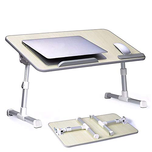 Soporte ajustable para laptop para cama, mesa plegable portátil para leer, comer, trabajar en la cama o sofá, soporte ergonómico para laptop, iPad, tablet, altura y ángulo ajustables, ligero y
