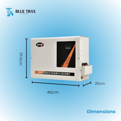 Image of BLUETRAX 7.5 KVA Heavy Duty Digital Voltage Stabilizer (6000W) | 90-500V Wide Input Range | Double Phase Mainline Hanging Stabilizer for Home & Office | 10 Years Warranty