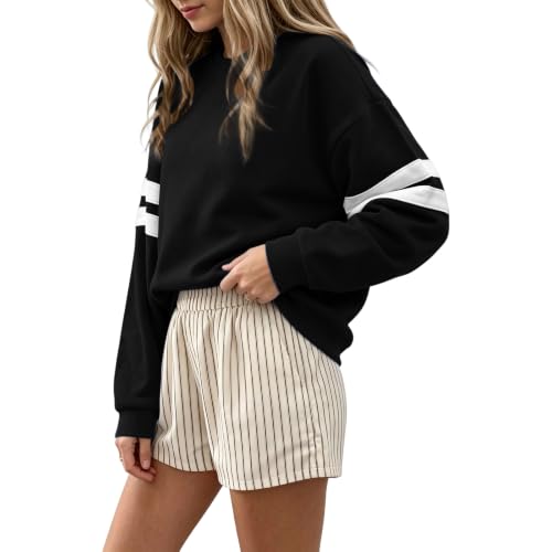 Varsity Striped Sweatshirt Women Crew Neck Oversized Sweatshirt Sweatshirts - image 4