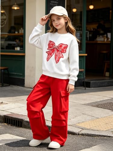 Image of Girls Clothes 2 Piece Hoodie Sweatshirt + Cargo Pants Fall Winter Outfits for Teen Tween Girls 7-14 Years