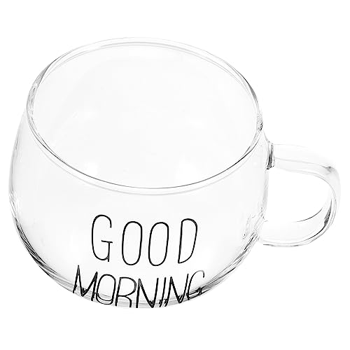 MUCKLILY Clear Glass Milk Cup with Handle Breakfast Bowl for Cereal Juice and Versatile Clear Drinking Mug for Daily Use Entertain Guests Effortlessly