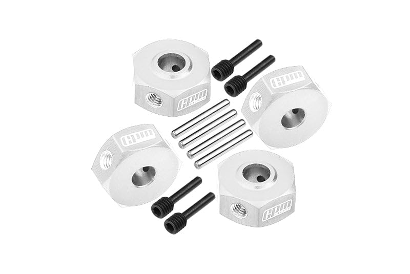 Aluminum 7075 Hex Adapters (12mm) for Losi 1/18 Mini LMT 4X4 Brushed Monster Truck RTR-LOS01026 Upgrade Parts - Silver