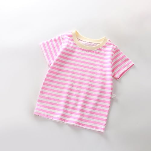Toddler Boys Girls Striped T Shirts Short Sleeve Crop Cotton Tops for Kids Crewneck Loose Fit Tee Shirt Blouse2