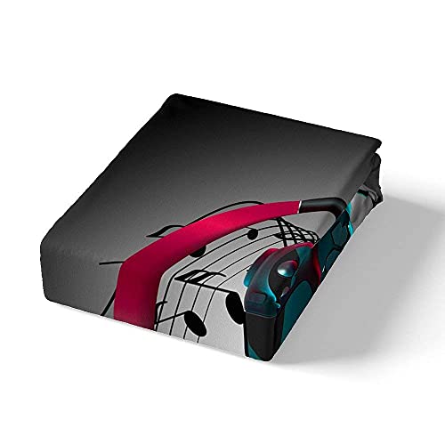 Kids Gamer Duvet Cover Set Rotating Music Comforter Cover Gamepad Gaming Bedding Set For Boys Room Decor Novelty Action Buttons Headphone Bedspreads Cover 3 Pieces Queen Size Child Room Decor Gray #TOP4