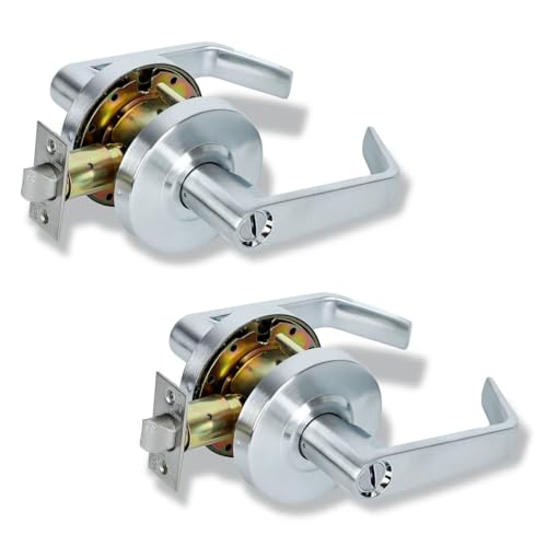 SUMBIN Ansi Grade 2 UL Fired Rated Commercial Heavy Duty Privacy Door Lever Lockset, ADA, Satin Chrome Finish 2PCS