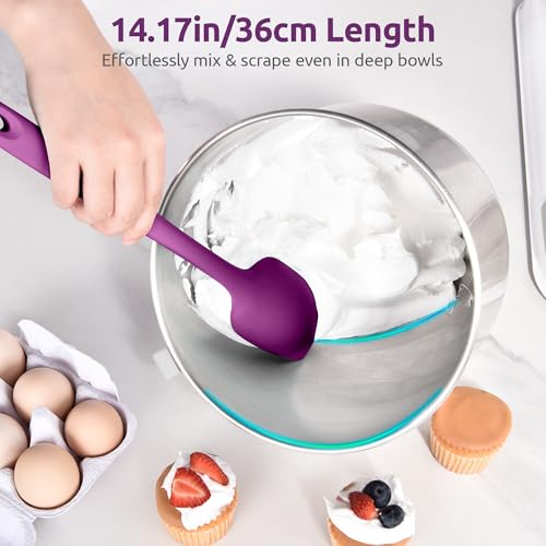 Image of U-Taste 14 inch Long Silicone Spoonula, 600F High Temp Spoon Spatula, Purple