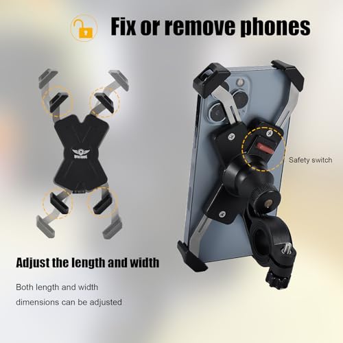 Image of GARGOYLE BELLS Motorcycle Phone Mount Bike Phone Holder for Bicycle Scooter Universal Motorcycle Handlebar Cell Phone Clamp for iPhone /Galaxy 4.92 inch-6.7 inch Smartphones (Black, 2Packs)
