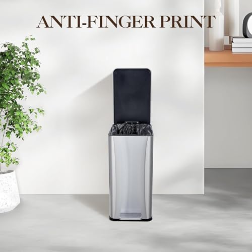 Caneca de basura rectangular de acero inoxidable 10L miniatura 7