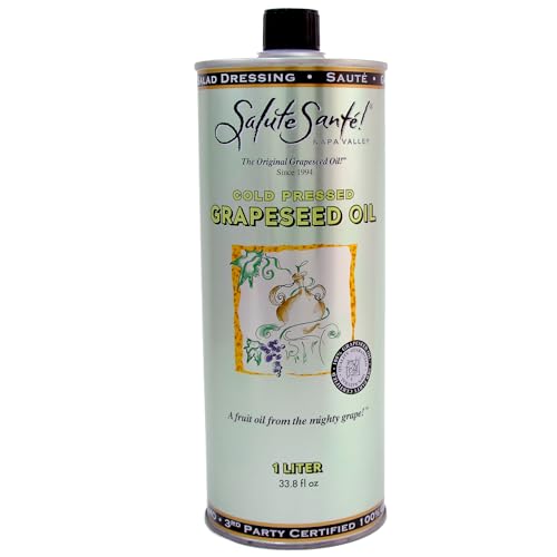 Image of Salute Sante! Cold Pressed Grapeseed Oil 1 Liter - cooking oil, grapeseed oil - High Smoke Point, Neutral Flavor, Ideal for Frying, Baking & Salad Dressings Gourmet kitchen essential for cooking.
