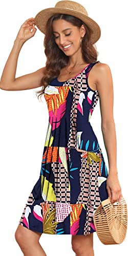 Image of Akihoo Women Summer Casual Sleeveless Midi Plain Pleated Tank Vest Dresses