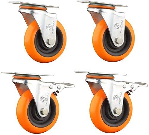 Roulettes silencieuses PU 3 pouces MU avec frein pour meuble et chariot