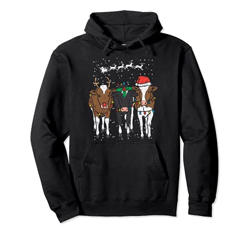 Reindeer Santa Cows Funny Farm Christmas Animal Lover Gift Sudadera con Capucha