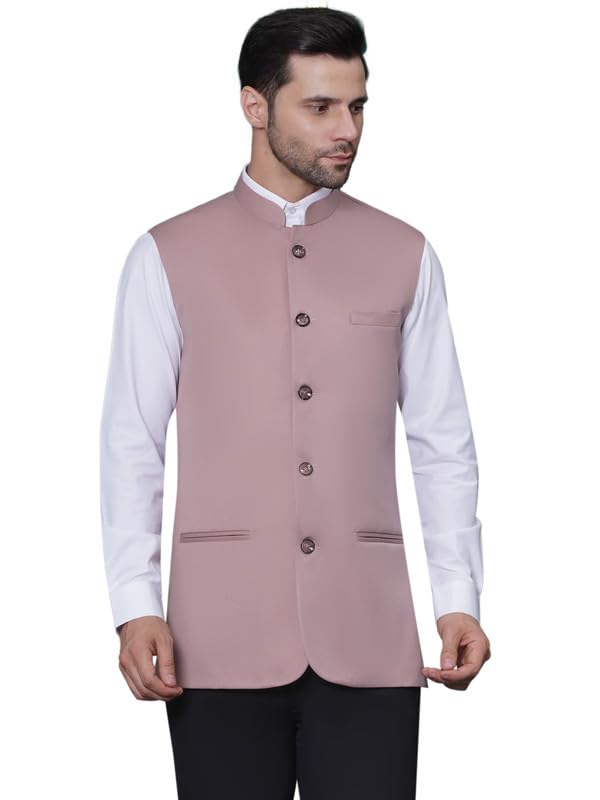 Ethnic Formal Waistcoat for Men | Regular Fit Nehru Formal Coat with Mandarin Collar | Sleeveless Modi Jacket with Pockets | Traditional Wedding & Festive Ethnic Waistcoat