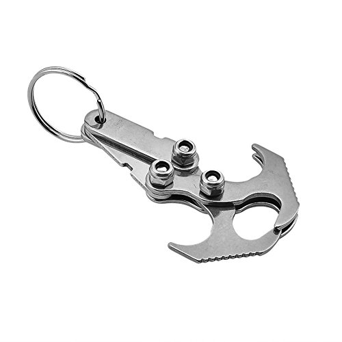 Asixx Gravity Hook, Multi-Function Grappling Hook, Stainless Steel Folding Climbing EDC Carabiner for Outdoor Activities like Camping, Wilderness Survival Training (S)
