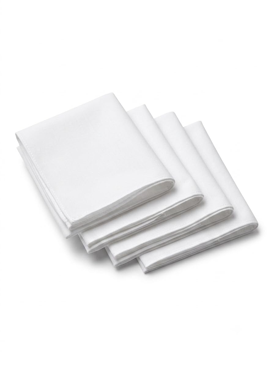 Pure Cotton Rumal, Hankies,Handkerchief, White Pattern, Pack of 4, Woven Cotton Rumal for Men-image-38