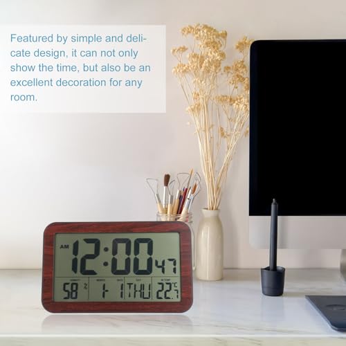 Reloj despertador electrónico negro digital compacto con pantalla grande de hogar 8
