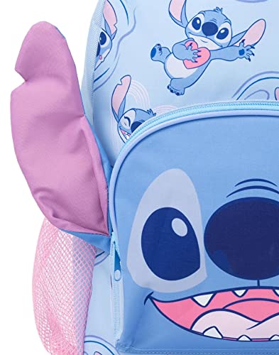 Disney Lilo And Stitch Girls Backpack | Kids Alien Character Merchandise 3D Ears School Rucksack Pencil Case And Water Bottle | Back to School Bag Gifts, Blue, Onesize