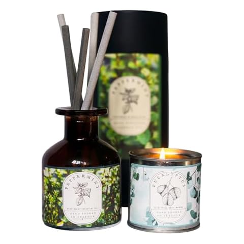 Peppermint Reed Diffuser & Eucalyptus Candle Set Cover