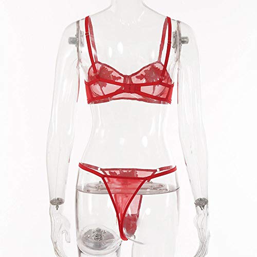 Dentelle soutien-gorge ensemble sexy avec string transparent pour femme - 5