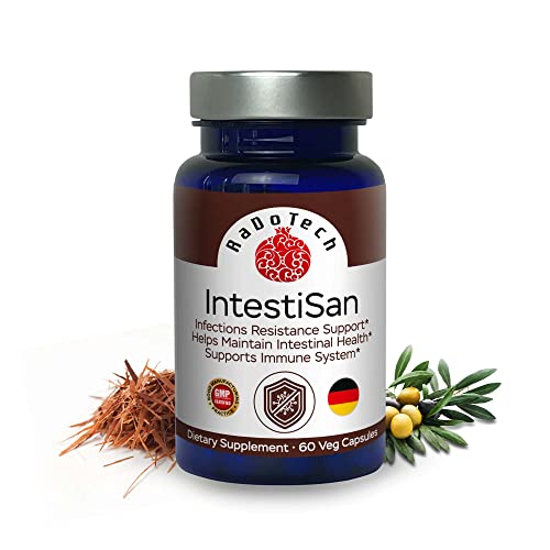 RaDoTech - IntestiSan, Olive Leaf Extract with PAU D’Arco, Immune Support Supplement for Intestinal Health and Resilience, Natural Immune Support Formula for Total Wellness, GMP (60 Count (Pack of 1))