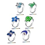 Homoyoyo 6piezas Anillo Termocrómico De Diseño De Animales Joyería Color Cambiante Para Fiestas y