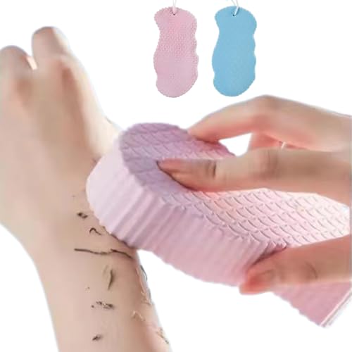 2 Pcs Exfoliating Bath Sponges,Skin Friendly and Reusable Women & Men Super Soft Bath Sponges.(Blue+Pink)