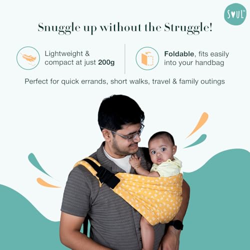 Image of Soulslings Imbu Buckle Hip Sling Baby Carrier -100% Cotton - Daisy | Baby Toddler Carrier | Baby Sling Carrier | Lightweight Sling Baby Carrier for Babies & Toddlers | Adjustable for 6 - 30 Months (Upto 20kg)