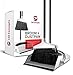 Broom and Dustpan Set with Self Cleaning Bristles, Upright Stand Up Long Handle Floor Brush + Foldable Angle Dust Pan Combo for Indoor/Outdoor Sweeping, White