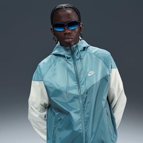 Image of Nike Sportswear Windrunner Men's Hooded Jacket (DA0001-006, Smokey Blue /Denim Turquoise /Sail /Sail) Size XX-Large Tall