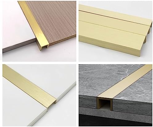 Heavy-Duty Solid Brass Transition Strip - Durable Laminate to Tile/Wood Floor Seam, Easy to Cut & Clean - Perfect Gap Trim for Elegant Flooring Solutions
