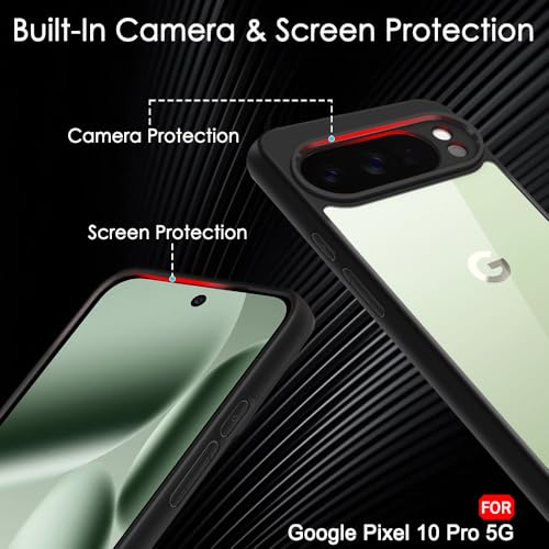 Image of TheGiftKart Ultra-Hybrid Shockproof Back Cover Case for Google Pixel 10 Pro | Camera Protection Bump | Hard Back Cover Case for Pixel 10 Pro (PC & TPU, Transparent Clear Back, Black Sides)