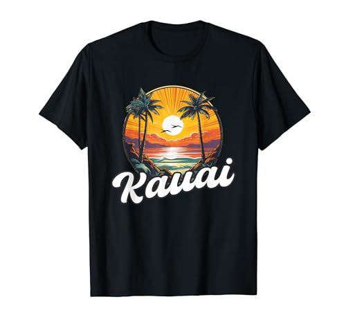 Recuerdo de puesta de sol vintage tropical de Kauai, Hawái Camiseta