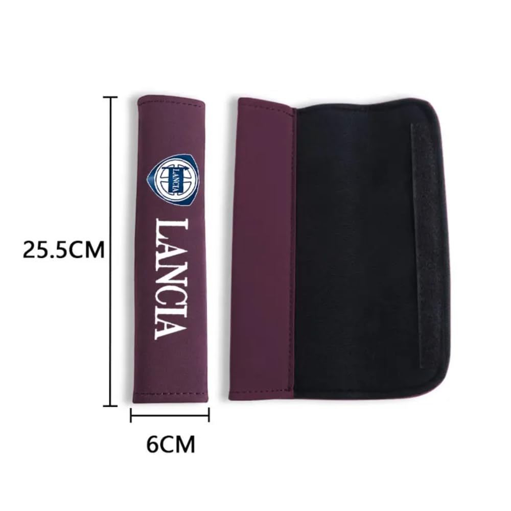 2PCS Auto Pelle Imbottiture Cinture di Sicurezza, per Lancia ypsilon Delta musa Nera thema Stratos Y Phedra Cintura di Sicurezza Protezioni Traspiranti Morbide Car Accessori,B/Red