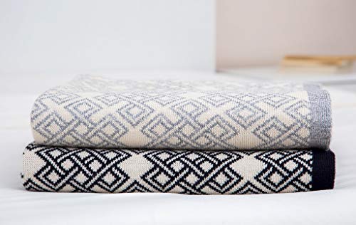 Saol Aran Soft Bed Scarf Made Of Blend Wool Ireland With Celtic Knot For Bedroom Home Hotel (Grey, Single 59"X32") #TOP3