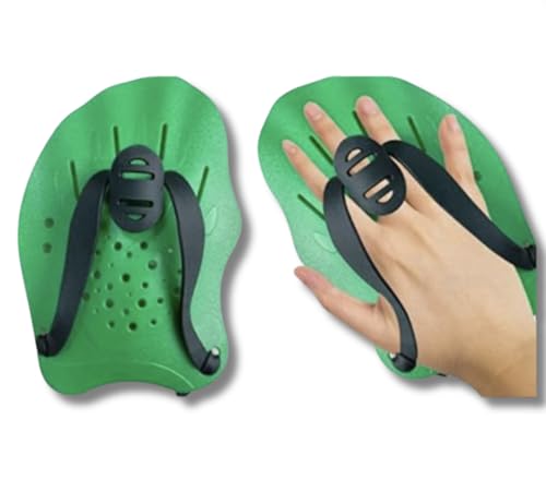 GrowGem 水泳 スイムパドル スイミング ストローク 練習用 パドル 水泳補助用水かき 水かきグローブ トレーニングハンド スピードアップ パドル 練習用具 トレーニング Mサイズ (グリーン)