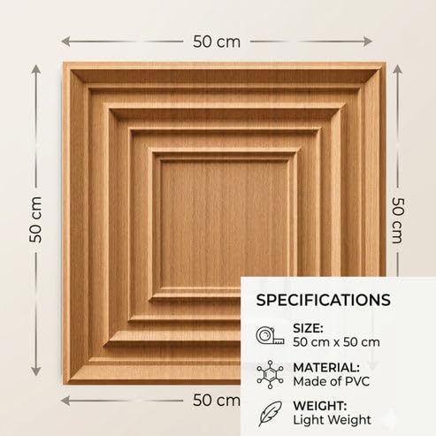 Image of Kayra Decor 3D PVC Wall Panels for Bedroom & Living Room | Accent Design | Metallic Wood Color | 19.7 x 19.7 Inch | Pack of 12 | 32.28 Sq Ft