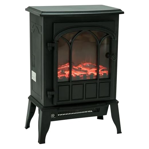 HOMCOM Chimenea Eléctrica de Pie 1000W/2000W Chimenea Decorativa con Ventana Efecto de Llama Temperatura Ajustable y Protección Sobrecalentamiento para 15-30 ㎡ 39x23x56,5 cm Negro