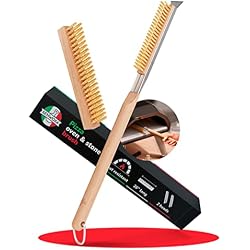 Senwosa 26” Pizza Oven Brush with Stone Scraper - Heat Resistant Stainless Steel Bristles, Extra Long Handle - Compatible with Ooni, Gozney & Similar Ovens - Includes Spare Head