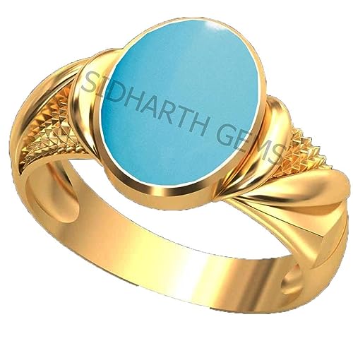 Bague réglable en argent plaqué or et gemme bleu ciel, un cadeau raffiné unique taille Small