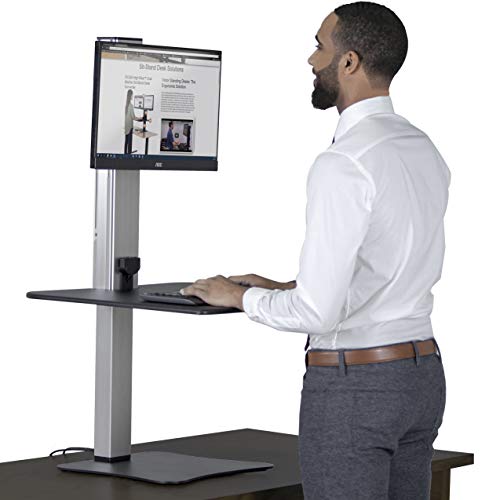 Victor Standing Desk, Single Monitor, Black W/Aluminum #TOP6