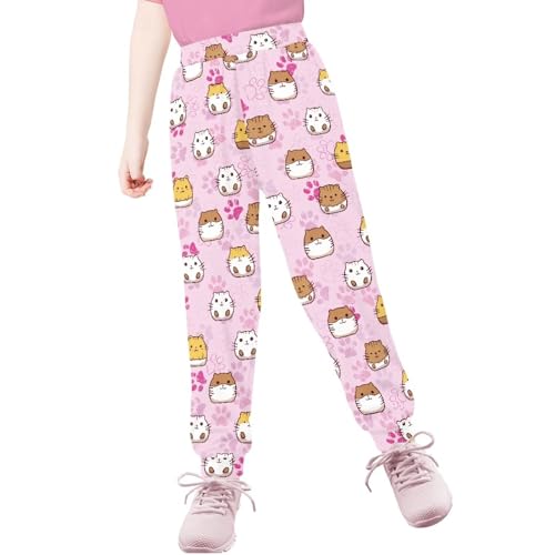 Joggers Pants for Girls Elastic Waisted Kids Running Athletic Sweatpants with Pockets Trousers 4-15T